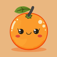 Fototapeta premium Cute Cartoon Orange Fruit Character 