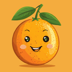 Fototapeta premium Cute Cartoon Orange Fruit Character 