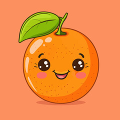Fototapeta premium Cute Cartoon Orange Fruit Character 
