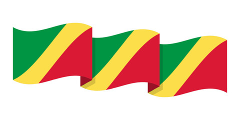 Vector illustration of wavy Republic of the Congo flag on transparent background