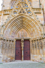 Fototapeta premium Decorated entrance of the historic cathedral of Erfurt, Germany