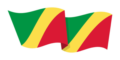 Vector illustration of wavy Republic of the Congo flag on transparent background