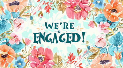 We're Engaged Announcement Illustration