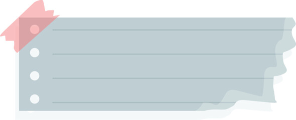 Obraz premium Piece of lined note paper with a torn edge is held up by pink tape