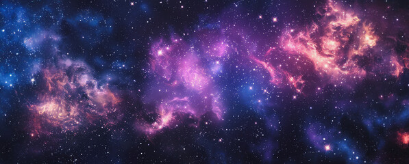 Naklejka premium A starry night sky with vibrant pink and blue nebulae