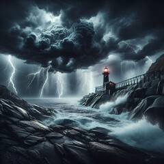 storm over the sea. Generative AI.