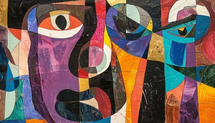 Abstract Depiction of the Return of the Prodigal Son with Vibrant Shapes