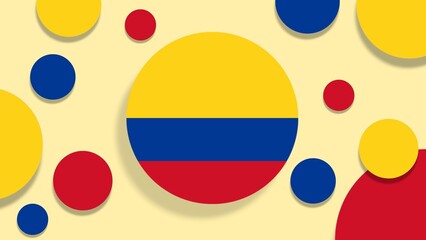 3d, abstract circles in the colors of Colombia along with the national flag in the middle.