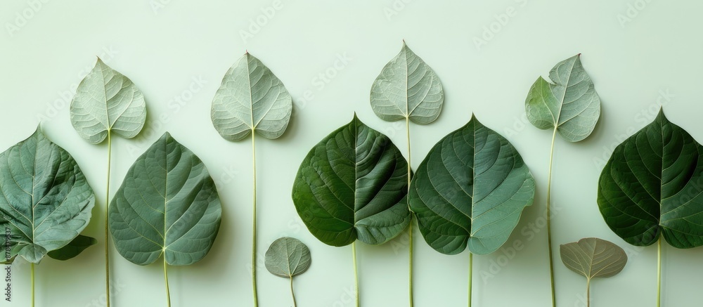 Poster bodhi leaves displayed against a serene copy space image.