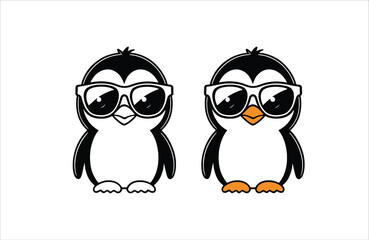 Cute Penguin silhouette vector art illustration design