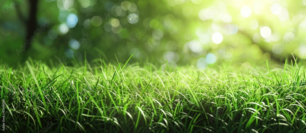 Poster Background of fresh spring grass with ample copy space image.