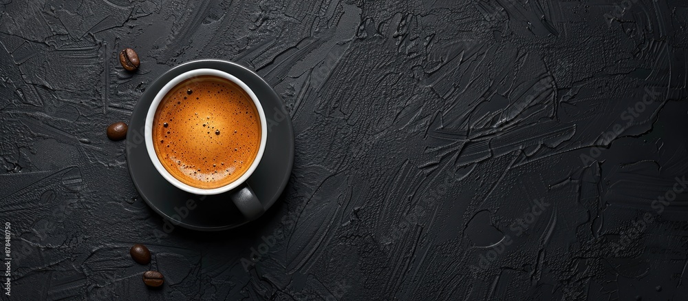 Poster coffee design on a black background is perfect for a copy space image.