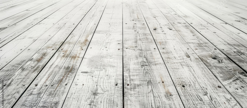Aufkleber an abstract vintage texture of white wood flooring provides a background with copy space image.