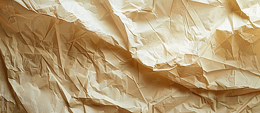 Aufkleber crumpled beige sheet with ample copy space image.