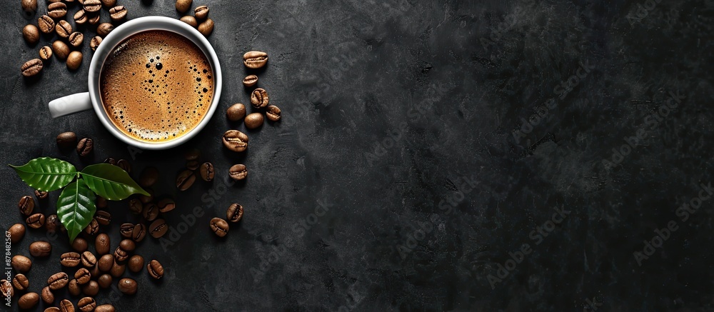 Poster Coffee design on a black background is perfect for a copy space image.