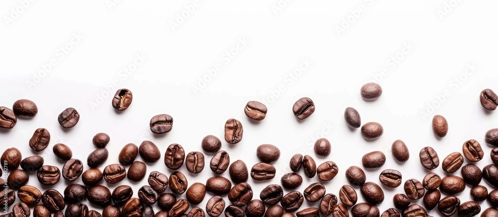 Aufkleber border of coffee beans on a white background with copy space image.