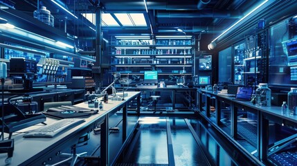 High-tech lab with advanced research equipment