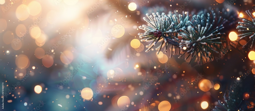 Poster Blurred Christmas bokeh background with abstract design and copy space image.