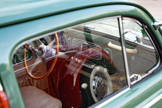 Reflection of Volkswagen Beetle in window of another one - multi exposure - VW owners meeting - Subotica, Serbia, 29.06.2024