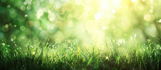 Obraz premium Abstract natural summer background featuring the beauty of a lush green grassland, ideal for outdoor settings, with copy space image.