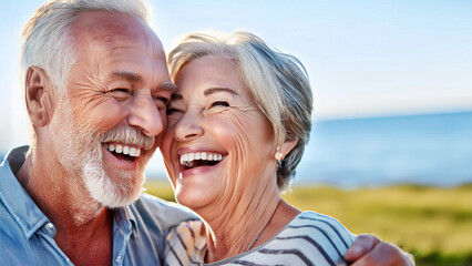 woman man outdoor senior couple happy lifestyle retirement together smiling love piggyback active mature
