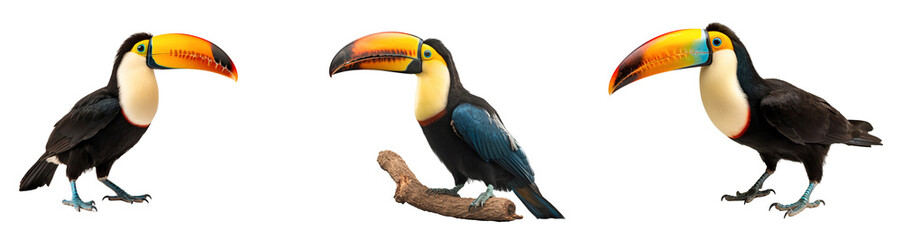 Fototapeta premium Set of Toucan birds isolated on white background