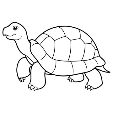 black and white turtle walking clip art preview