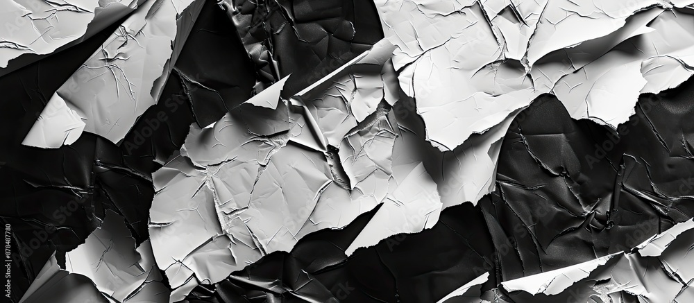 Poster Abstract background with torn paper collage style in black and white, offering copy space image for text insertion.