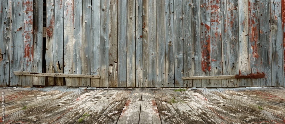 Poster background of a dilapidated barn featuring old wooden boards with a textural appearance ready for a 