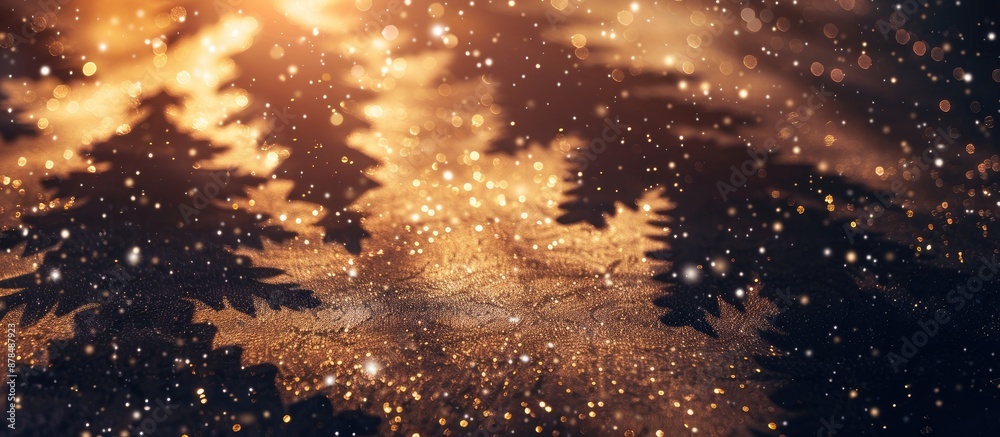 Poster Festive Christmas composition featuring shadows of a Christmas tree on a shiny background with copy space image.