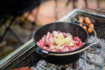 焼肉と鉄鍋