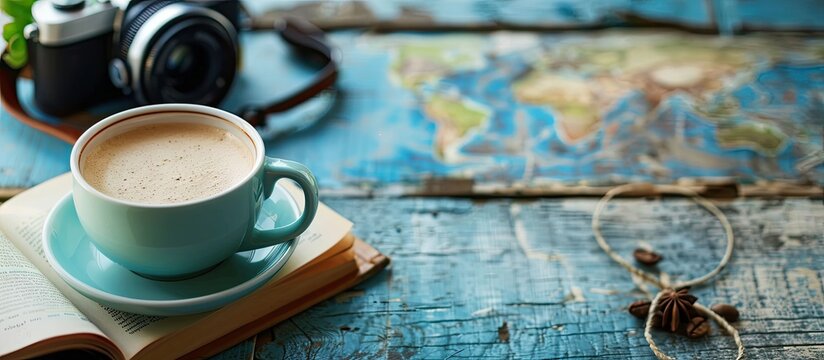 Enjoy a leisurely break with a cup of coffee, a good book, or by traveling to new destinations, creating unique experiences with copy space image.