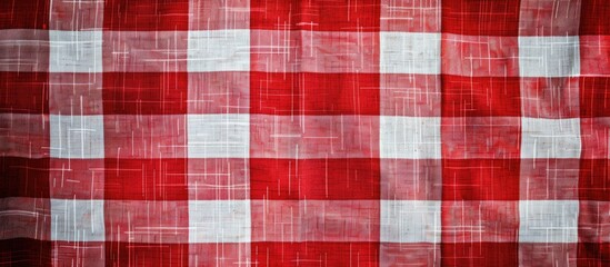 Checkered tablecloth in red with a classic design provides a textured background, ideal for showcasing images or text. image with copy space