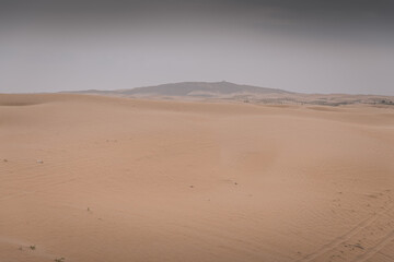The truck tracks in the Gobi desert, Inner Mongolia, China