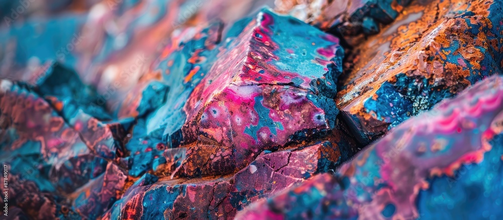 Poster Colorful granite stone in abstract pattern with shallow depth of field, ideal for background with copy space image.