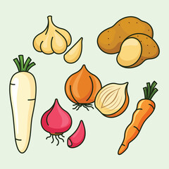 Cartoon Vegetable Vector Design. Vegetables food cute art illustration