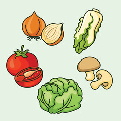 Cartoon Vegetable Vector Design. Vegetables food cute art illustration