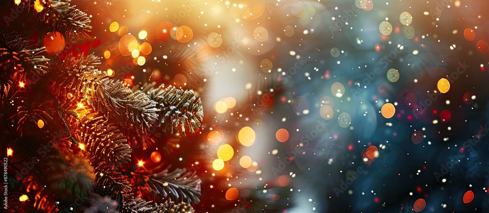 Poster festive christmas backdrop with twinkling lights and copy space image.