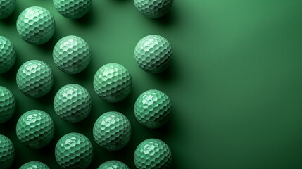 Golf balls arranged in a pattern