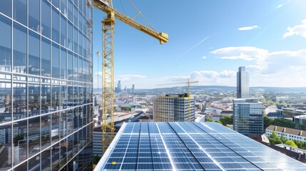 Fototapeta premium Solar panels on top of the building