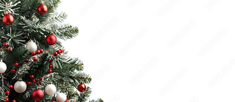 Poster Christmas tree adorned with space for text or images on the right side. image with copy space