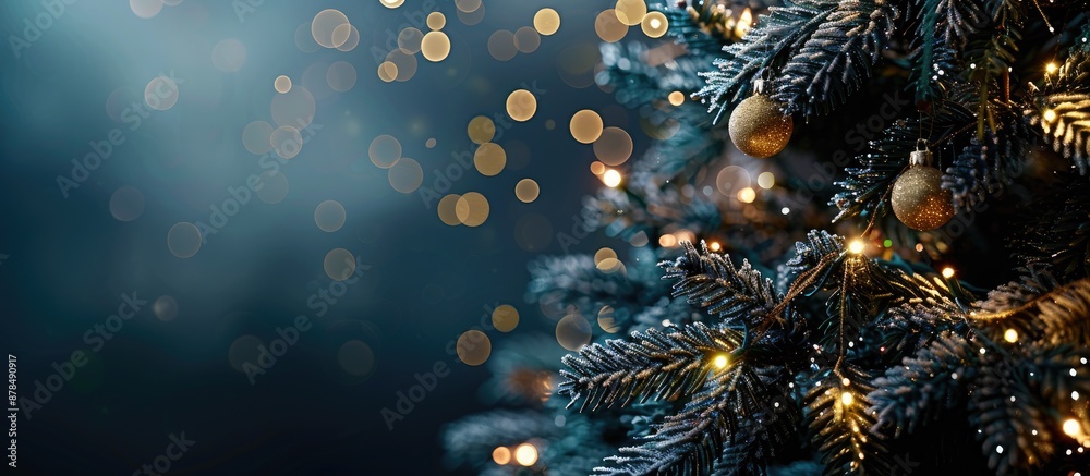 Poster Christmas tree adorned with space for text or images on the right side. image with copy space