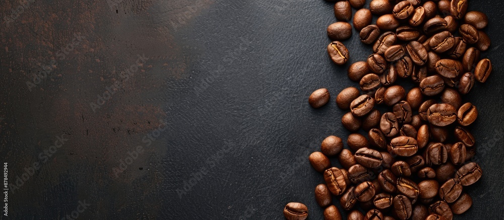 Aufkleber Background of roasted coffee beans with space for text in the image. image with copy space