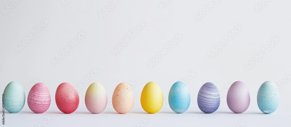 Aufkleber Easter eggs displayed against a white backdrop with ample copy space image.