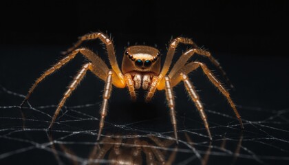 Obraz premium Brown spider on black surface