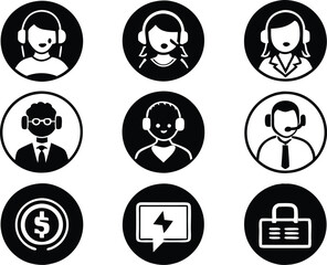 set of Customer service and support icon. support, service, help, business, customer, technology, call, online, contact