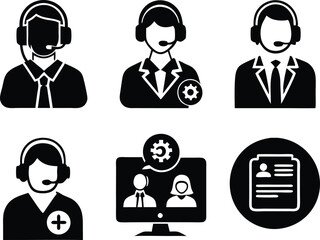 set of Customer service and support icon. support, service, help, business, customer, technology, call, online, contact