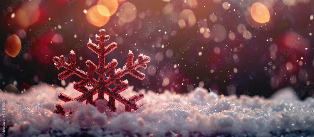 Poster Festive Christmas greeting card with snowflake New Year symbol on a Noel background with copy space image.