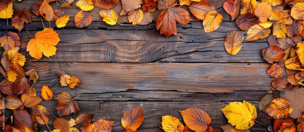 Aufkleber autumn leaves creating a picturesque background for copy space image.