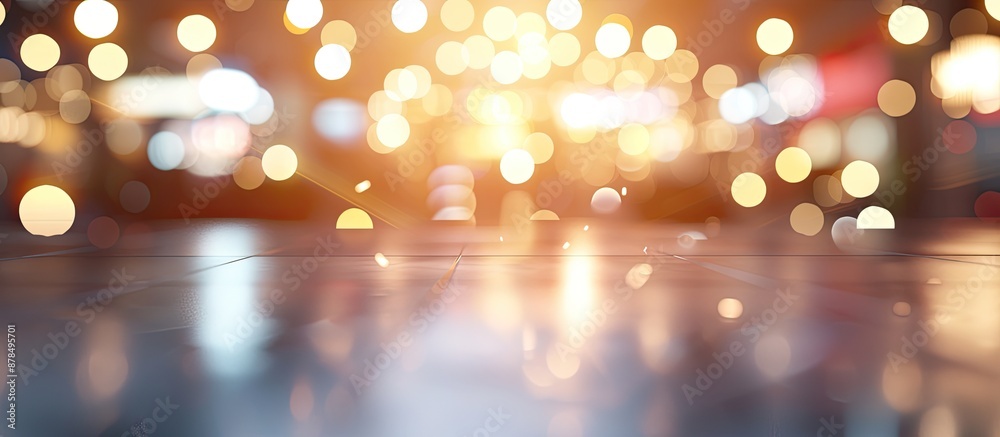 Poster Blurry background with repetitive white bokeh lights on display with ample copy space image available.